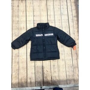 NWT Harley-Davidson Youth Puffer Jacket Black Quilted Kids Size 6